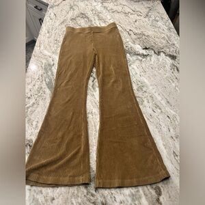 Aerie Chenille Flare Leggings Womens Large Mustard Yellw Cozy Stretchy Lounge‎